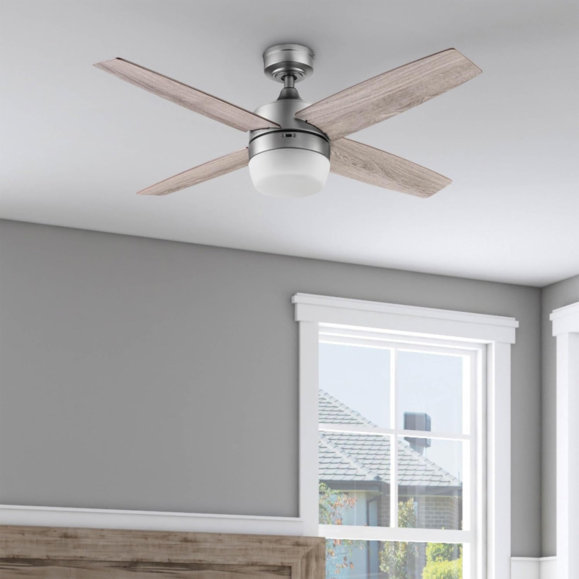 Prominence Home Atlas 44" Indoor LED Ceiling Fan with Light and Remote, Pewter - VMInnovations