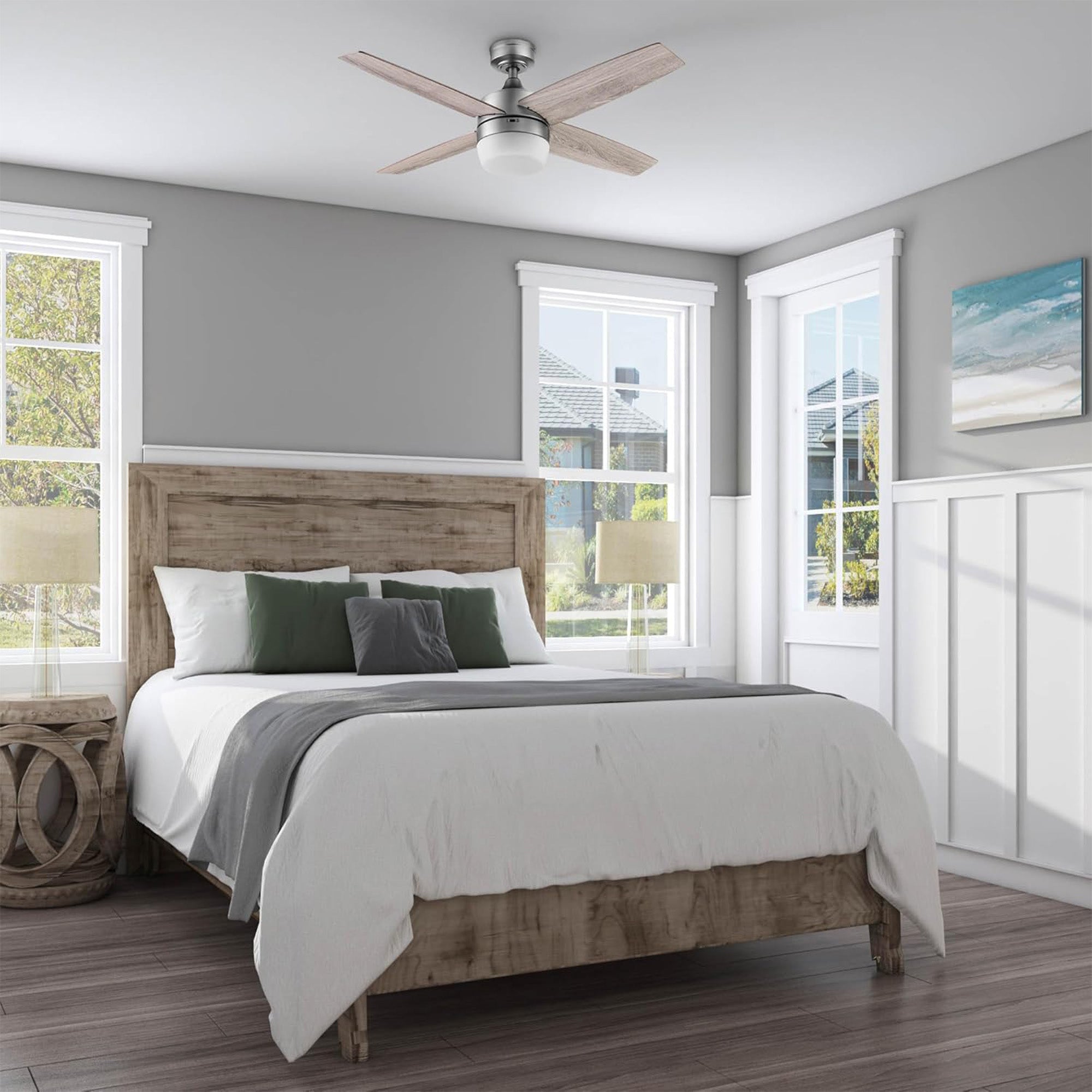 Prominence Home Atlas 44" Indoor LED Ceiling Fan with Light and Remote, Pewter - VMInnovations