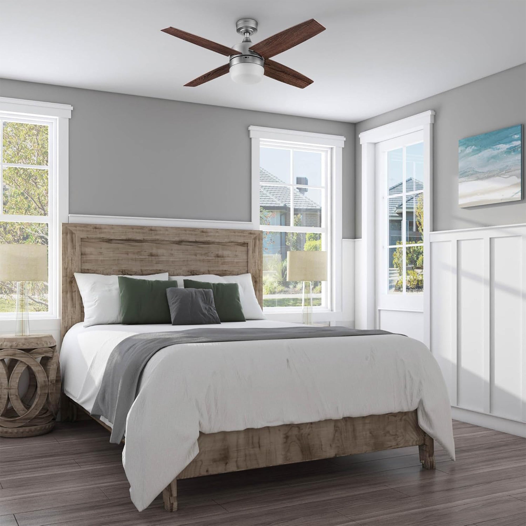 Prominence Home Atlas 44" Indoor LED Ceiling Fan with Light and Remote, Pewter - VMInnovations