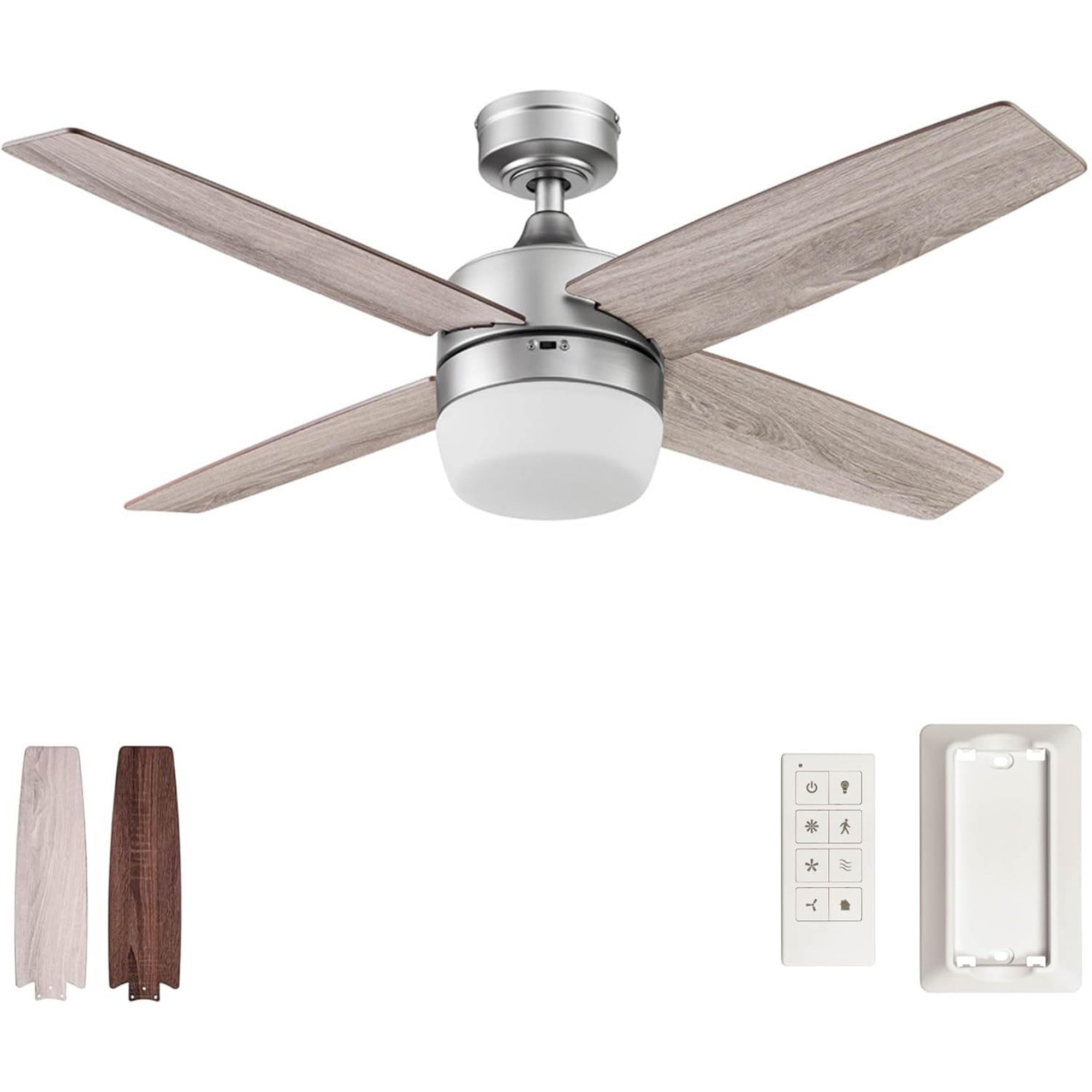 Prominence Home Atlas 44" Indoor LED Ceiling Fan with Light and Remote, Pewter - VMInnovations
