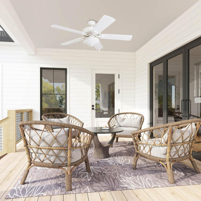 Honeywell Belmar 52 Inch Indoor Outdoor Ceiling Fan with Pull Chain, White - VMInnovations