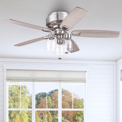 Prominence Home Magonia 52 Inch Ceiling Fan with Pull Chain, Flush Mount, Nickel - VMInnovations