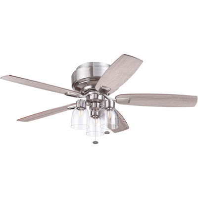 Prominence Home Magonia 52 Inch Ceiling Fan with Pull Chain, Flush Mount, Nickel - VMInnovations