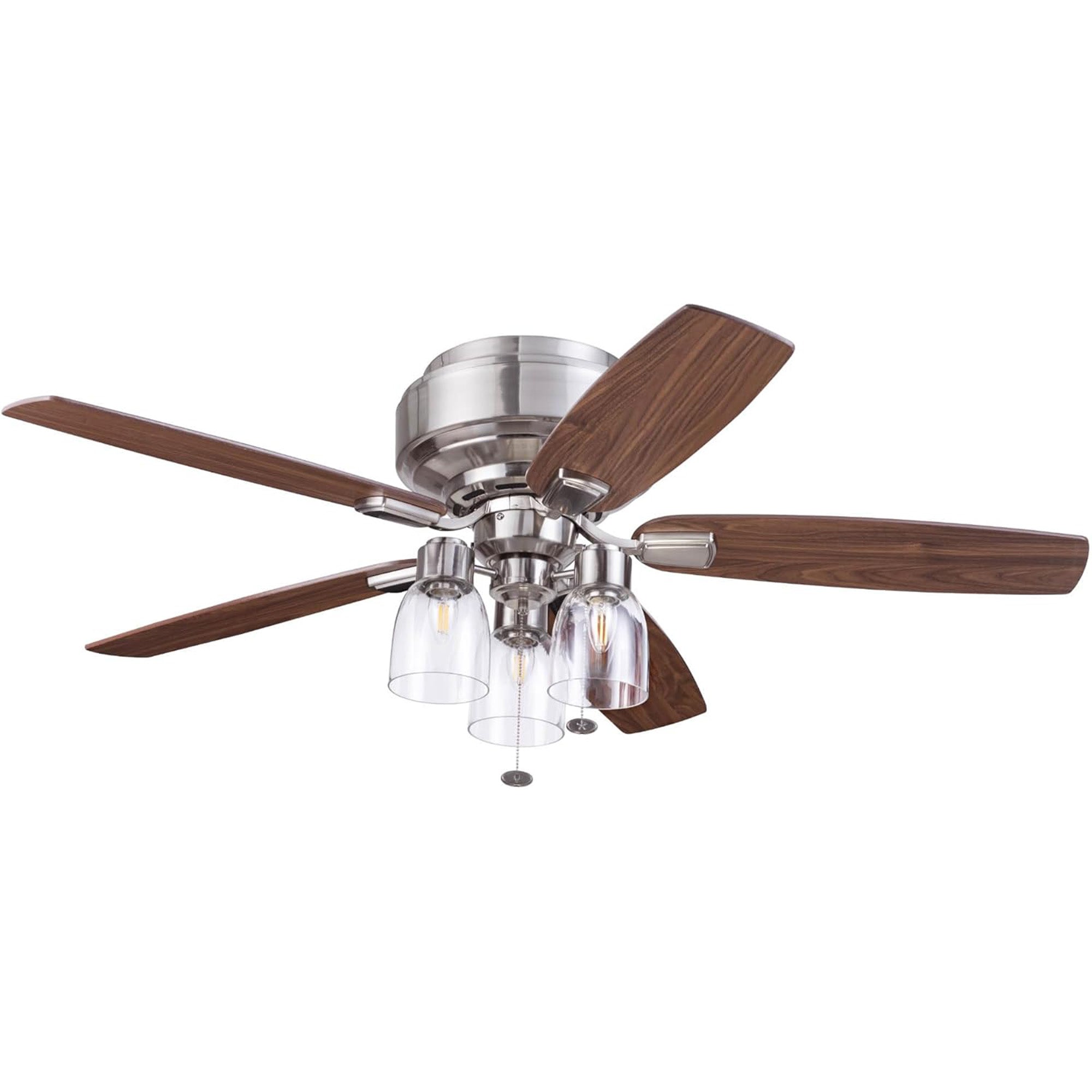 Prominence Home Magonia 52 Inch Ceiling Fan with Pull Chain, Flush Mount, Nickel - VMInnovations
