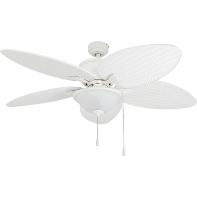 Prominence Home Solana 52" Tropical Ceiling Fan with Light and Pull Chain, White - VMInnovations