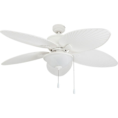 Prominence Home Solana 52" Tropical Ceiling Fan with Light and Pull Chain, White - VMInnovations
