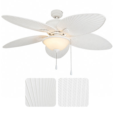 Prominence Home Solana 52" Tropical Ceiling Fan with Light and Pull Chain, White - VMInnovations