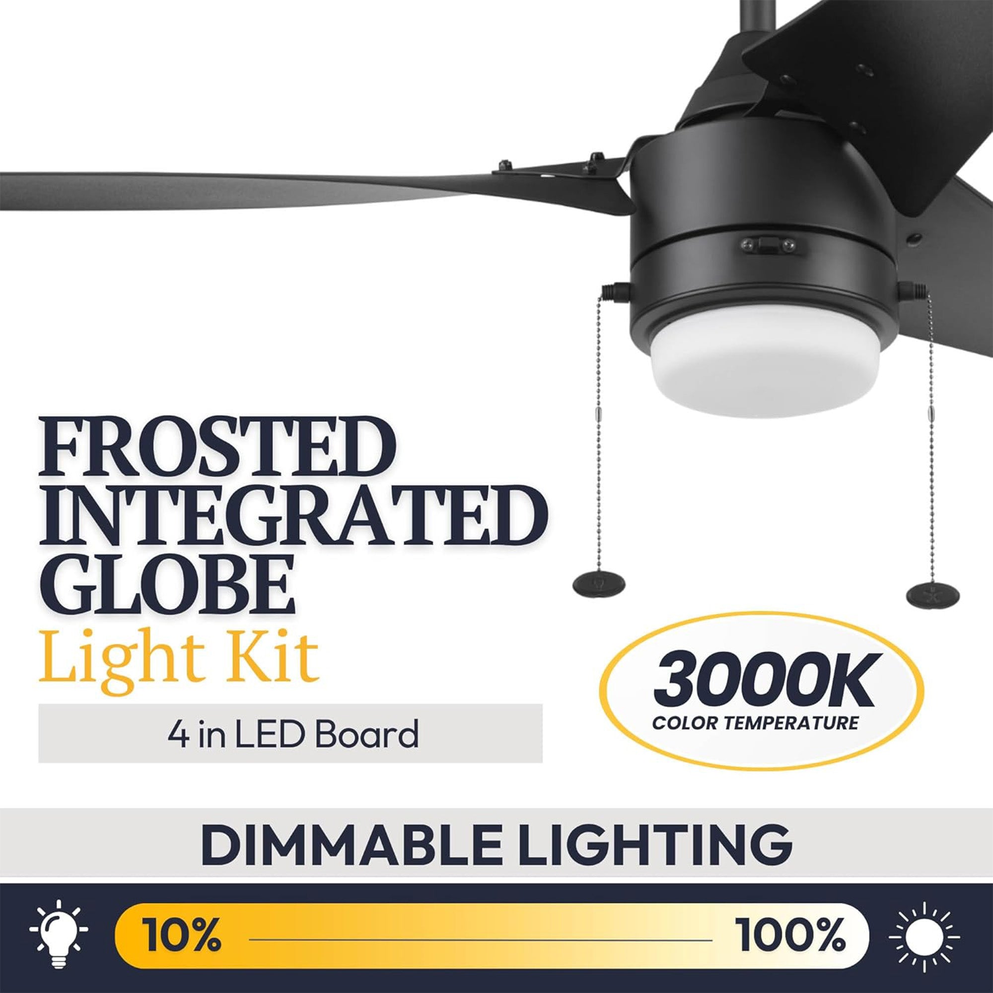 Prominence Home Teo 56 Inch Outdoor LED Ceiling Fan With Light, Matte Black - VMInnovations