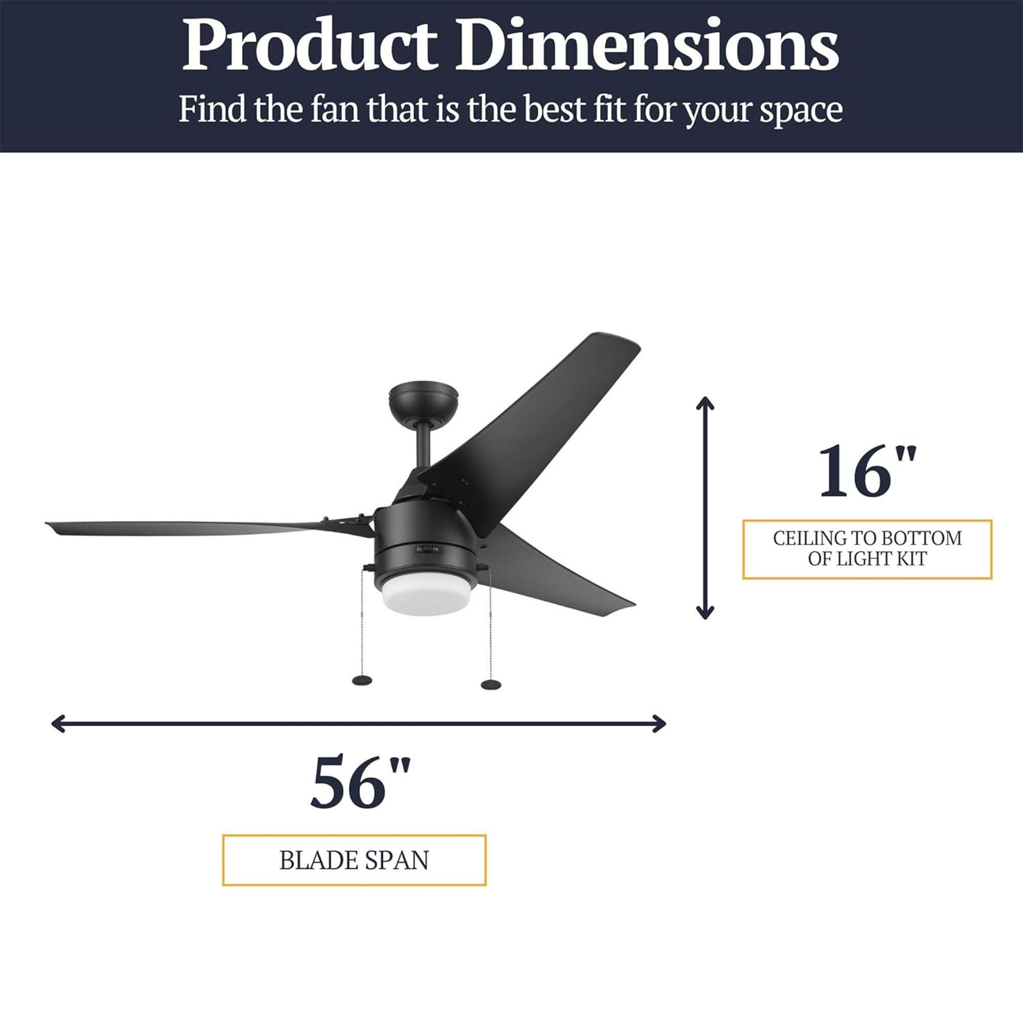 Prominence Home Teo 56 Inch Outdoor LED Ceiling Fan With Light, Matte Black - VMInnovations