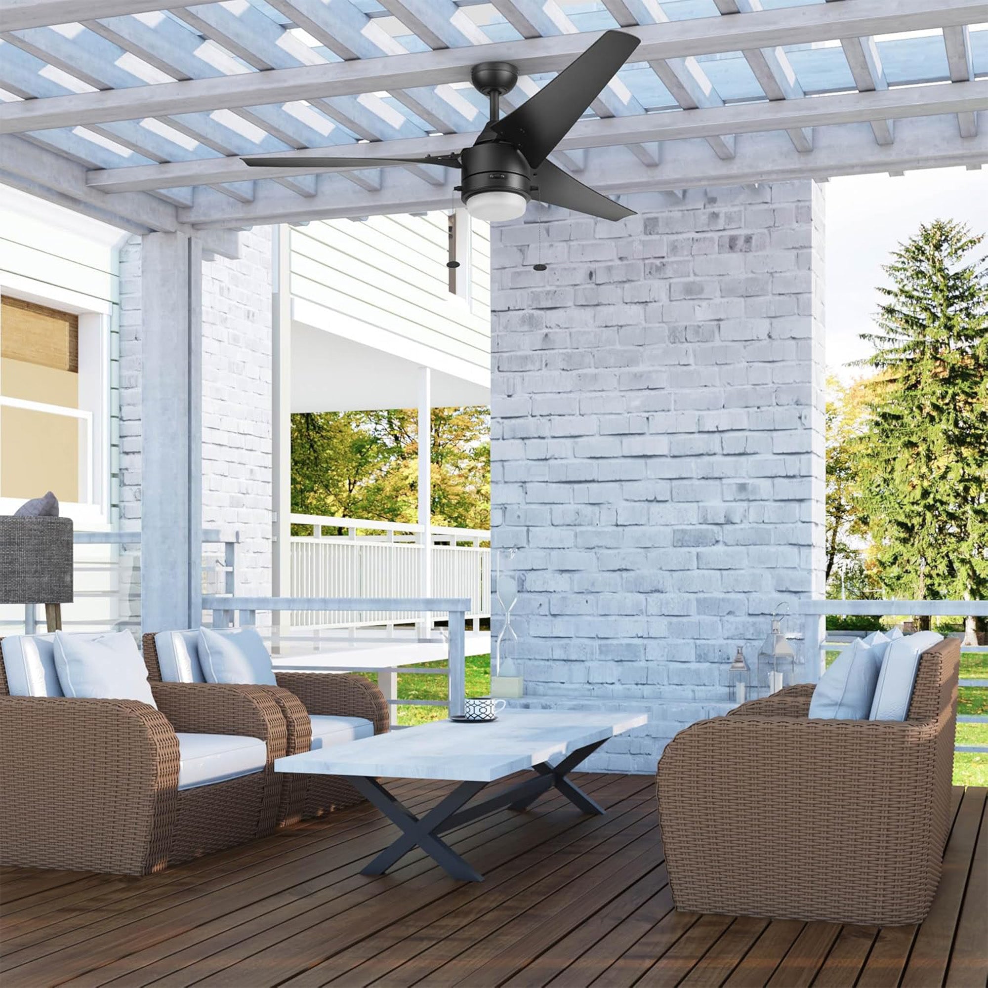Prominence Home Teo 56 Inch Outdoor LED Ceiling Fan With Light, Matte Black - VMInnovations