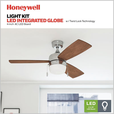 Honeywell Barcadero 44" Indoor LED Ceiling Fan with Pull Chain, Brushed Nickel - VMInnovations