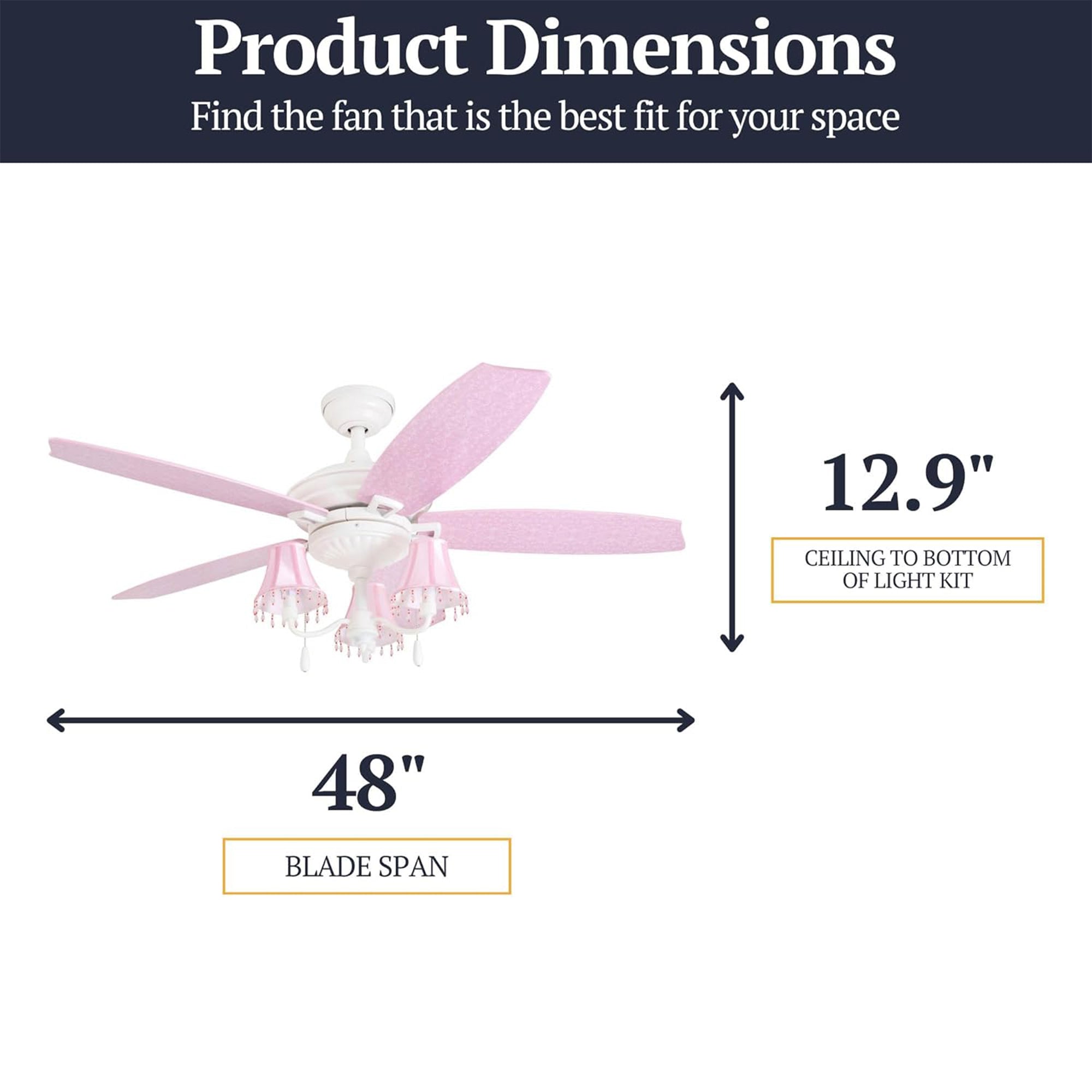 Prominence Home Elsa 48" Princess Style Indoor LED Ceiling Fan with Pull Chain - VMInnovations