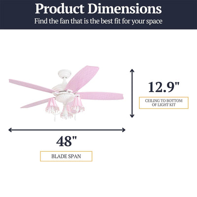 Prominence Home Elsa 48" Princess Style Indoor LED Ceiling Fan with Pull Chain - VMInnovations