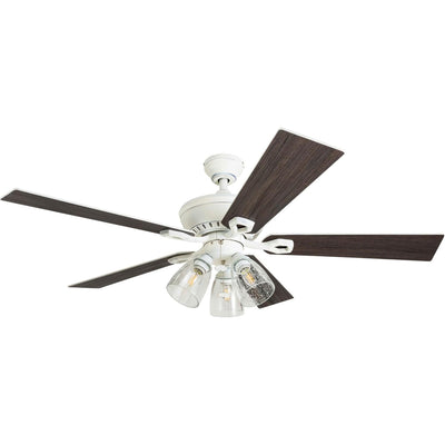 Prominence Home Glenmont 52" Ceiling Fan w/ Light, Pull Chain, Distressed White - VMInnovations