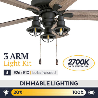 Prominence Home Ennora 52" Indoor Ceiling Fan with Light, Pull Chain, (Open Box)