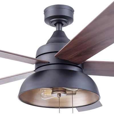Prominence Home Brightondale 52" Industrial Ceiling Fan with Light, Matte Black
