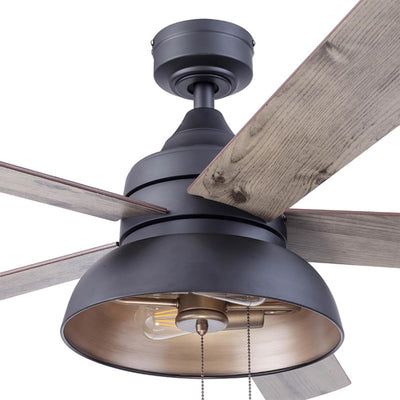 Prominence Home Brightondale 52" Industrial Ceiling Fan with Light, Matte Black - VMInnovations