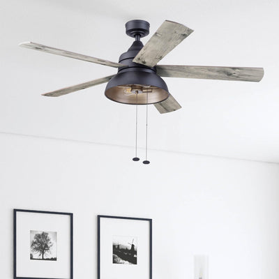 Prominence Home Brightondale 52" Industrial Ceiling Fan with Light, Matte Black