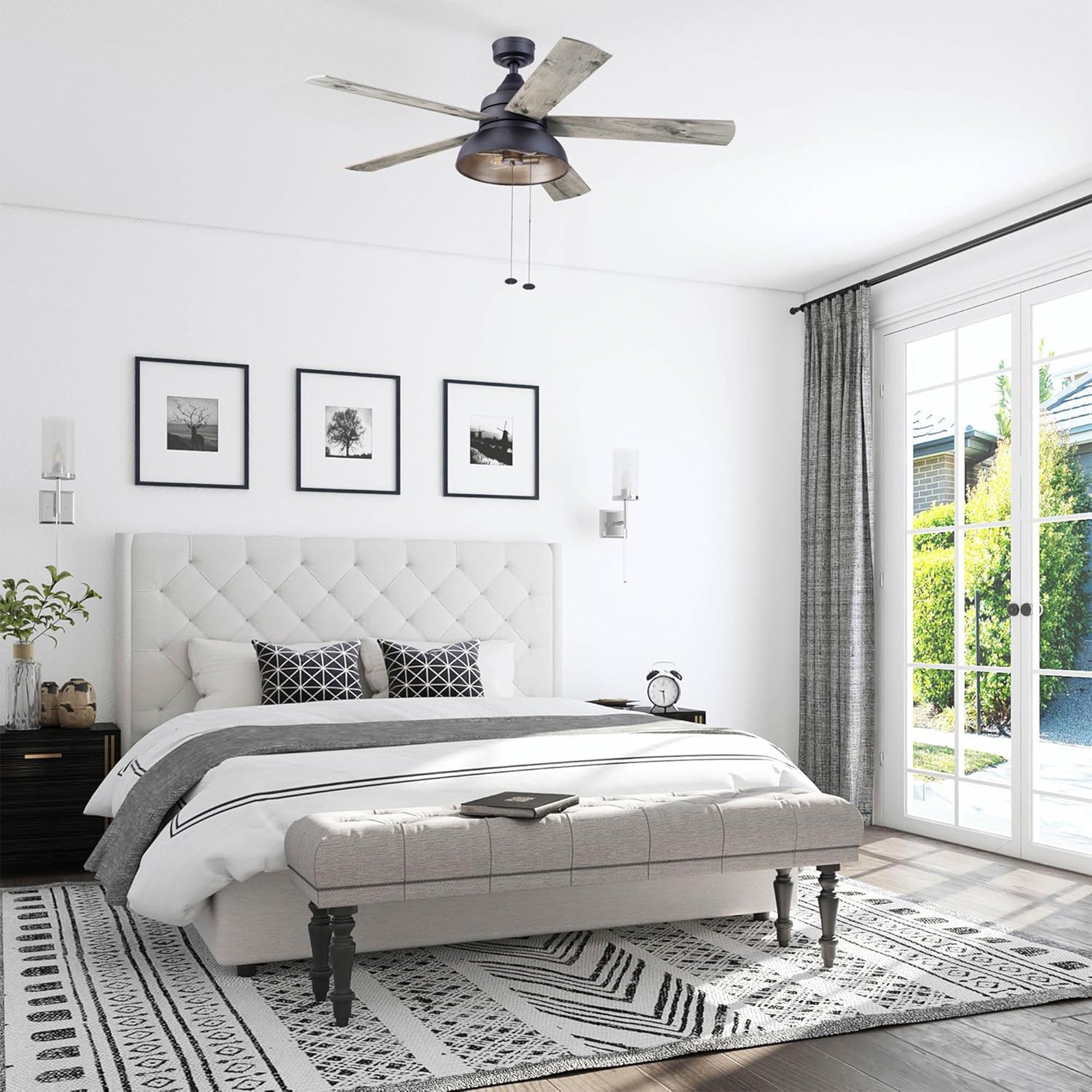 Prominence Home Brightondale 52" Industrial Ceiling Fan with Light, Matte Black - VMInnovations