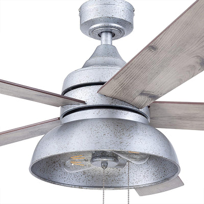 Prominence Home Brightondale 52 Inch Industrial Ceiling Fan w/ Light, Galvanized - VMInnovations