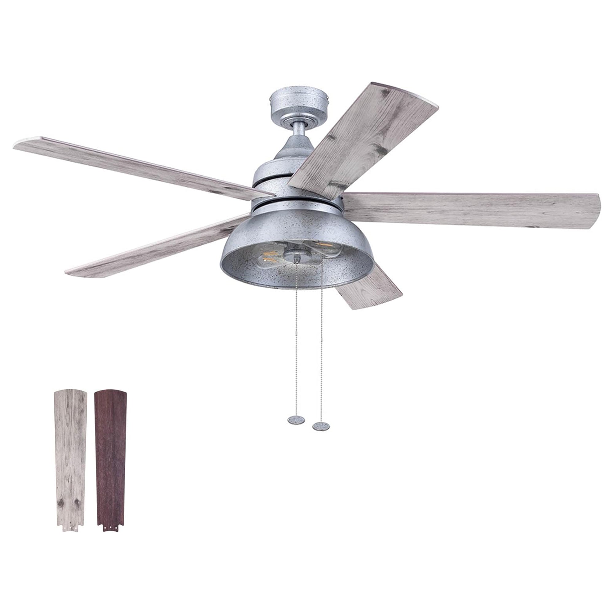 Prominence Home Brightondale 52 Inch Industrial Ceiling Fan w/ Light, Galvanized - VMInnovations