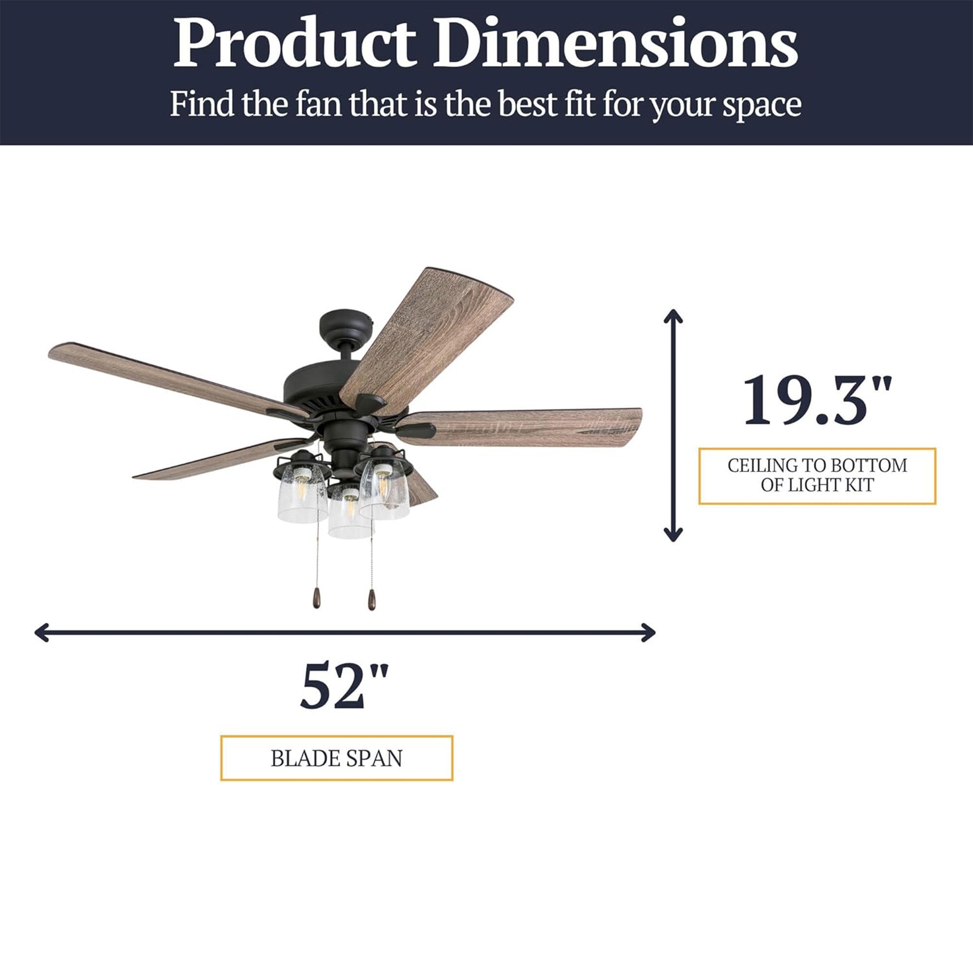 Prominence Home Briarcrest 52" Indoor Ceiling Fan with Light, Pull Chain, Bronze - VMInnovations
