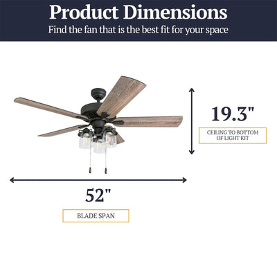 Prominence Home Briarcrest 52" Indoor Ceiling Fan with Light, Pull Chain, Bronze - VMInnovations