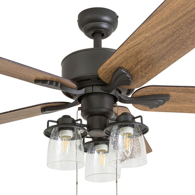 Prominence Home River Run 52" Indoor Ceiling Fan with Light, Pull Chain, Bronze - VMInnovations