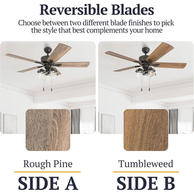 Prominence Home River Run 52" Indoor Ceiling Fan with Light, Pull Chain, Bronze - VMInnovations
