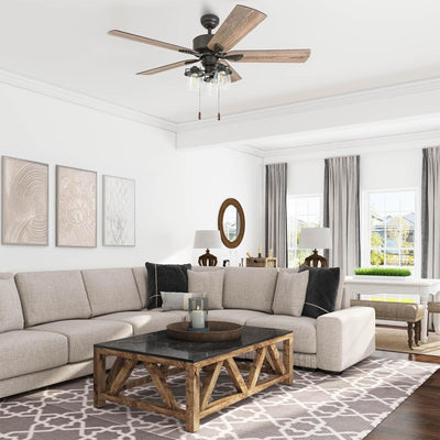 Prominence Home River Run 52" Indoor Ceiling Fan with Light, Pull Chain, Bronze - VMInnovations