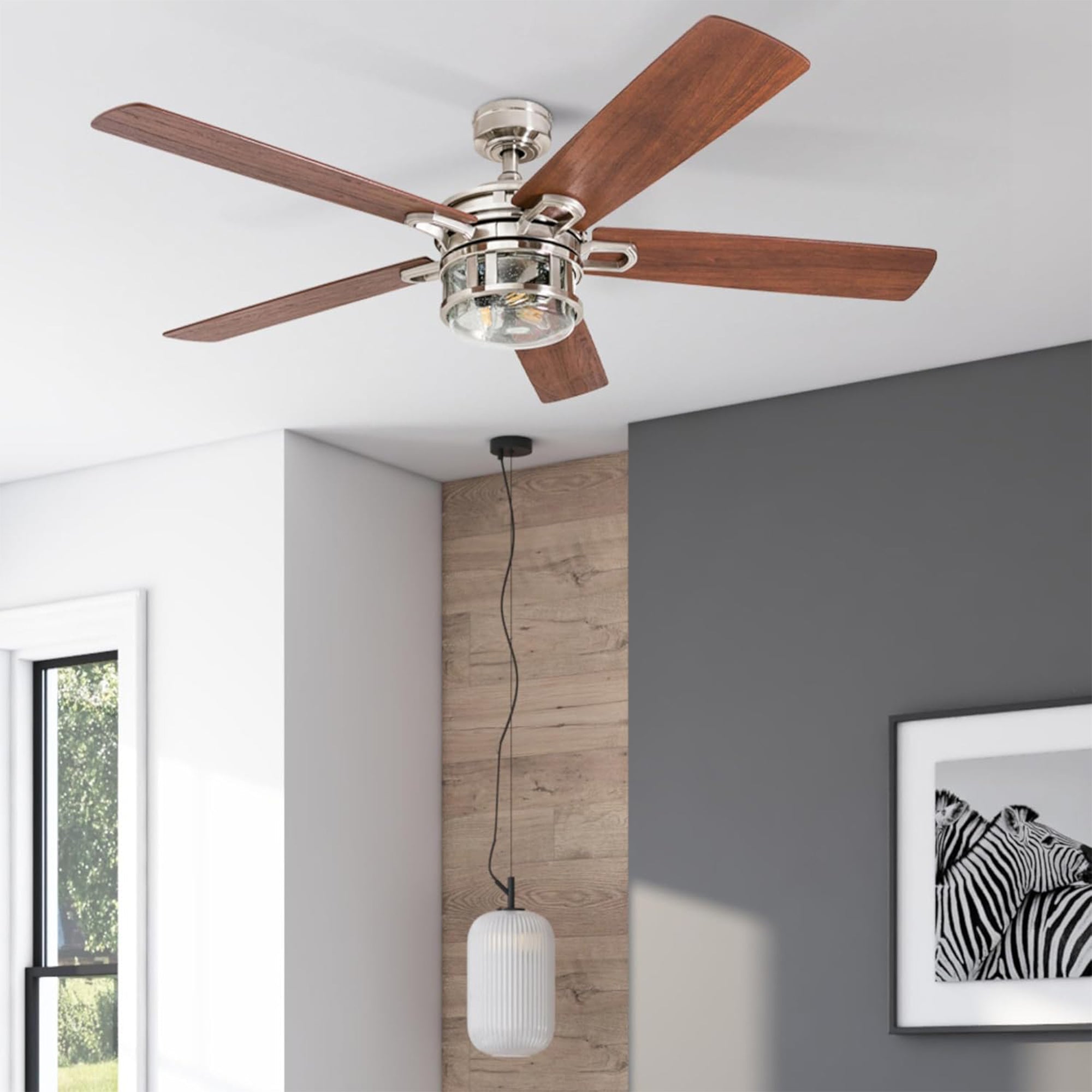 Honeywell Bonterra 52 Inch Ceiling Fan with LED Light & Remote, Brushed Nickel - VMInnovations