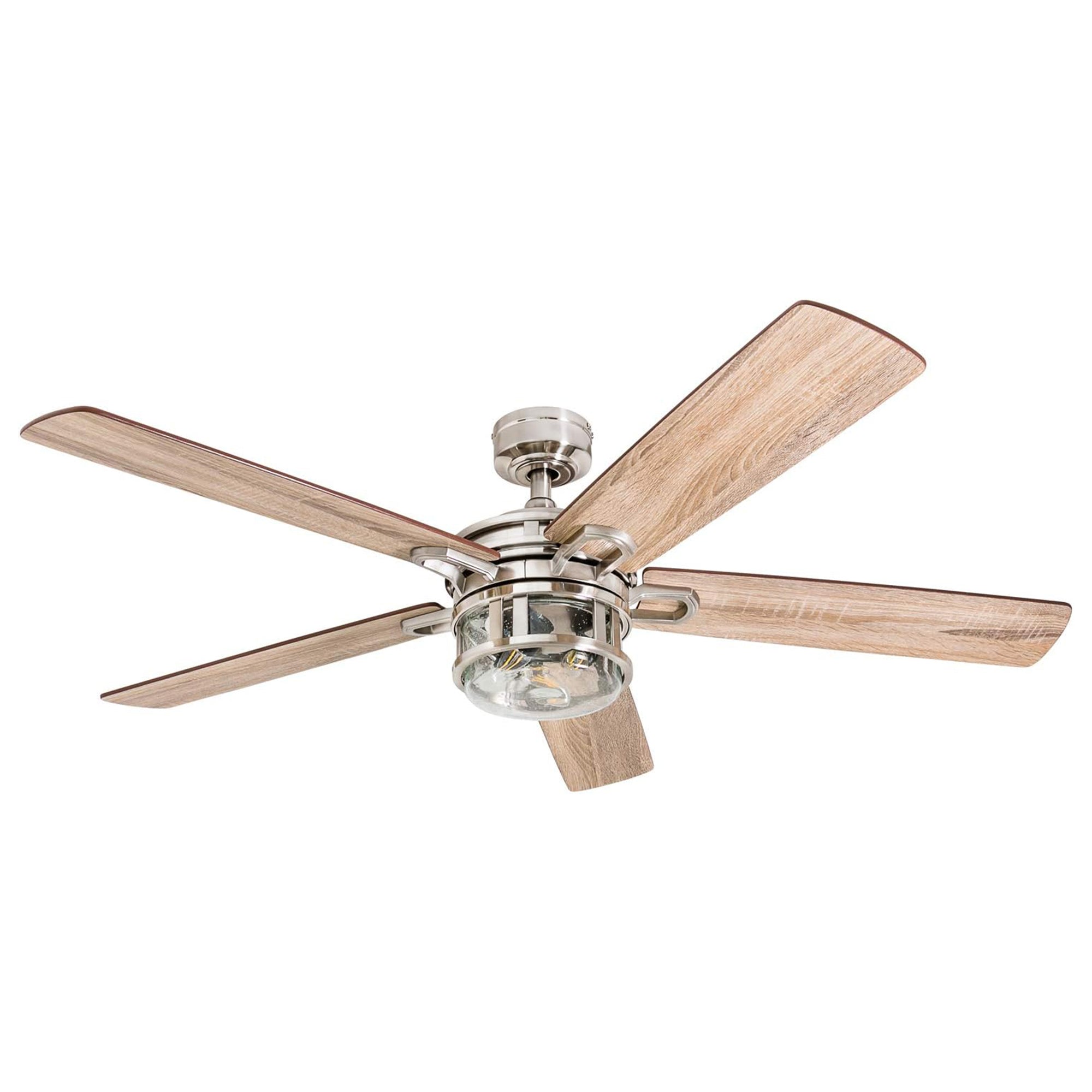 Honeywell Bonterra 52 Inch Ceiling Fan with LED Light & Remote, Brushed Nickel - VMInnovations