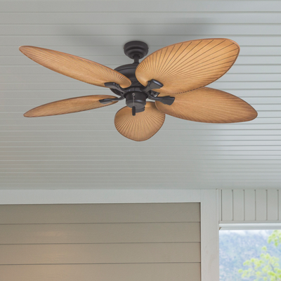 Honeywell Palm Island 52 Inch Indoor Outdoor Ceiling Fan w/Leaf Blades, (Used)
