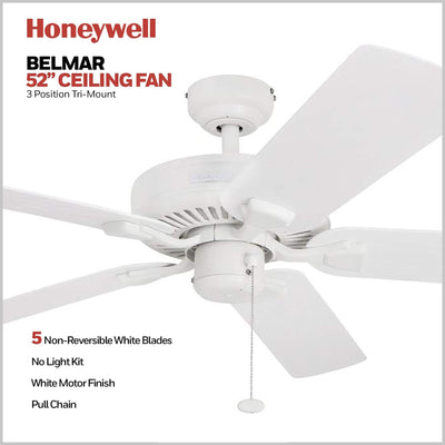 Honeywell Belmar 52-Inch Outdoor Ceiling Fan, Pull Chain, Tri-Mount, (Open Box)