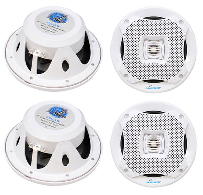 4) NEW LANZAR AQ6CXW 6.5" 400W 2-Way Marine/Boat Audio Stereo Speakers White