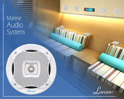 4) NEW LANZAR AQ6CXW 6.5" 400W 2-Way Marine/Boat Audio Stereo Speakers White