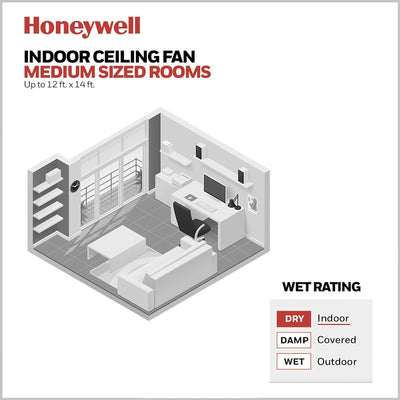 Honeywell Barcadero 44 Inch Indoor LED Ceiling Fan with Pull Chain, (Open Box) - VMInnovations