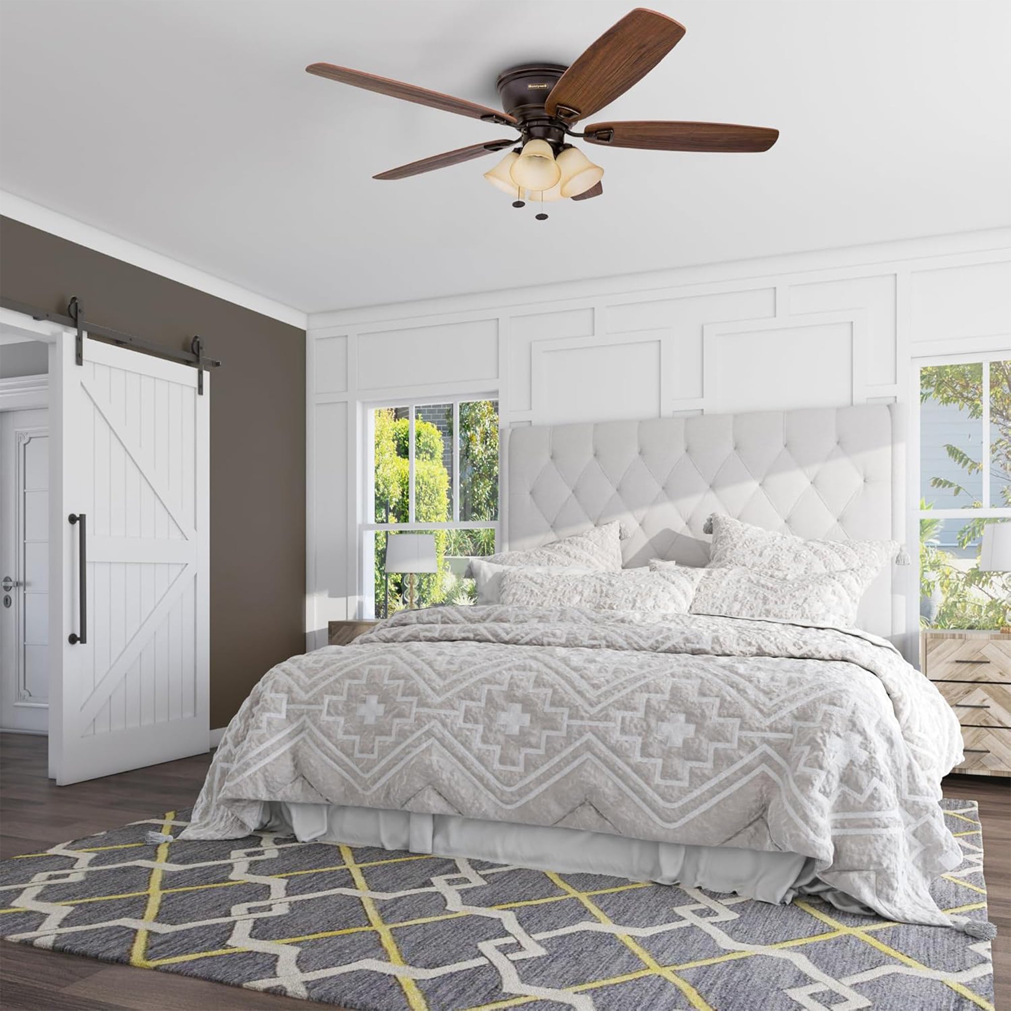 Honeywell Glen Alden 52" Indoor Ceiling Fan w/ Arm Light Kit, (Open Box)
