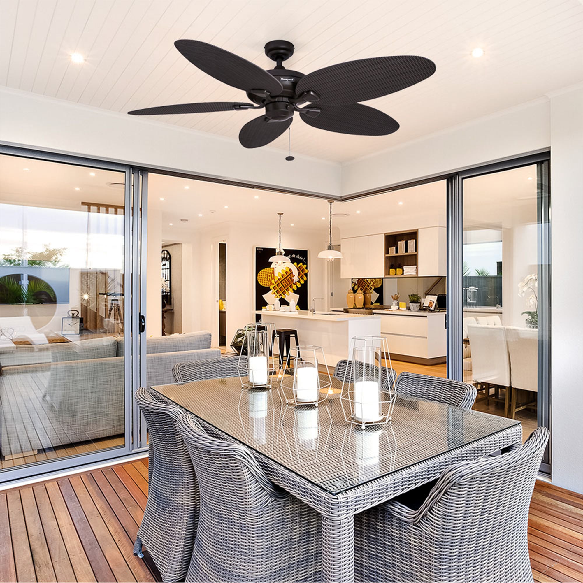 Honeywell Duval 52-Inch Tropical Indoor Outdoor Ceiling Fan, Pull Chain, Bronze - VMInnovations