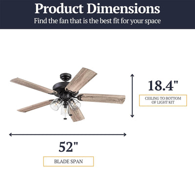 Prominence Home Saybrook 52 Inch Farmhouse LED Ceiling Fan with Light,(Open Box)
