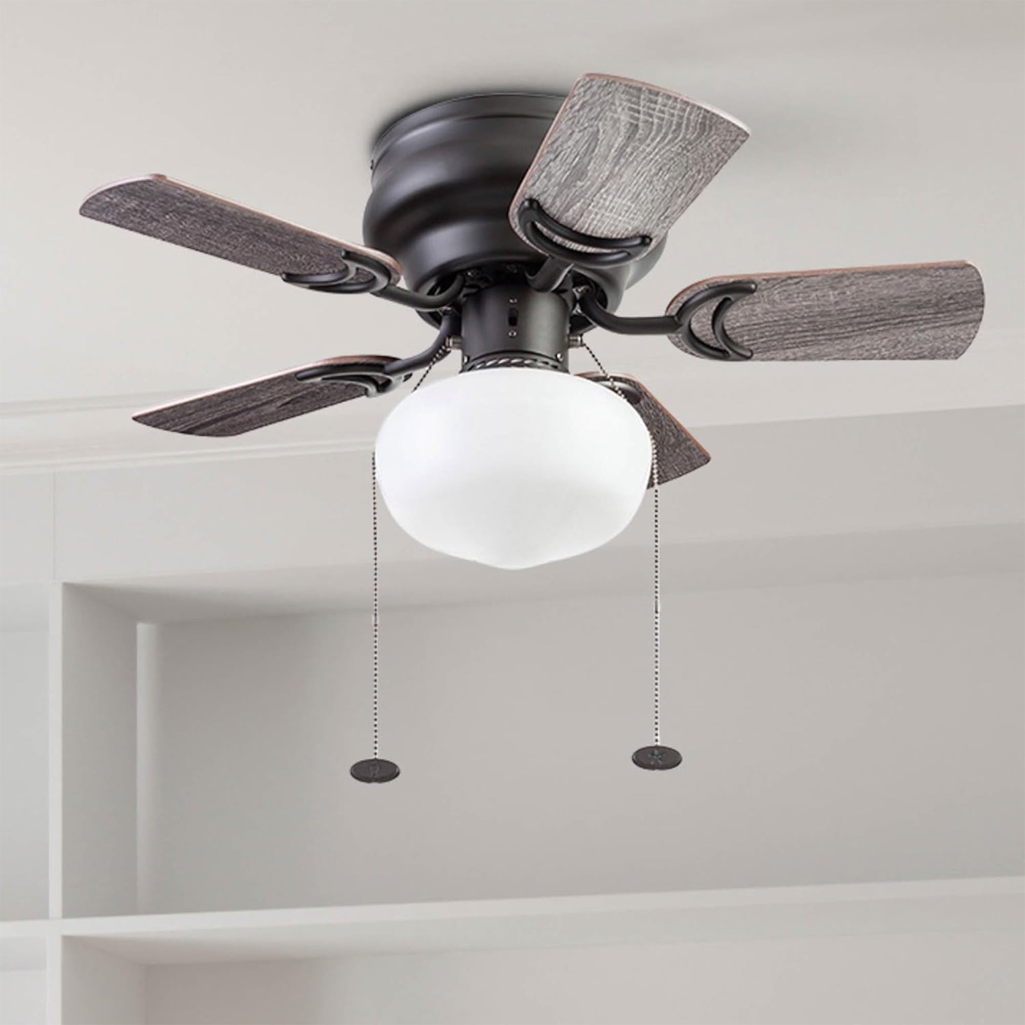 Prominence Home Hero 28in Flush Mount LED Ceiling Fan w/Light, Bronze (Open Box) - VMInnovations