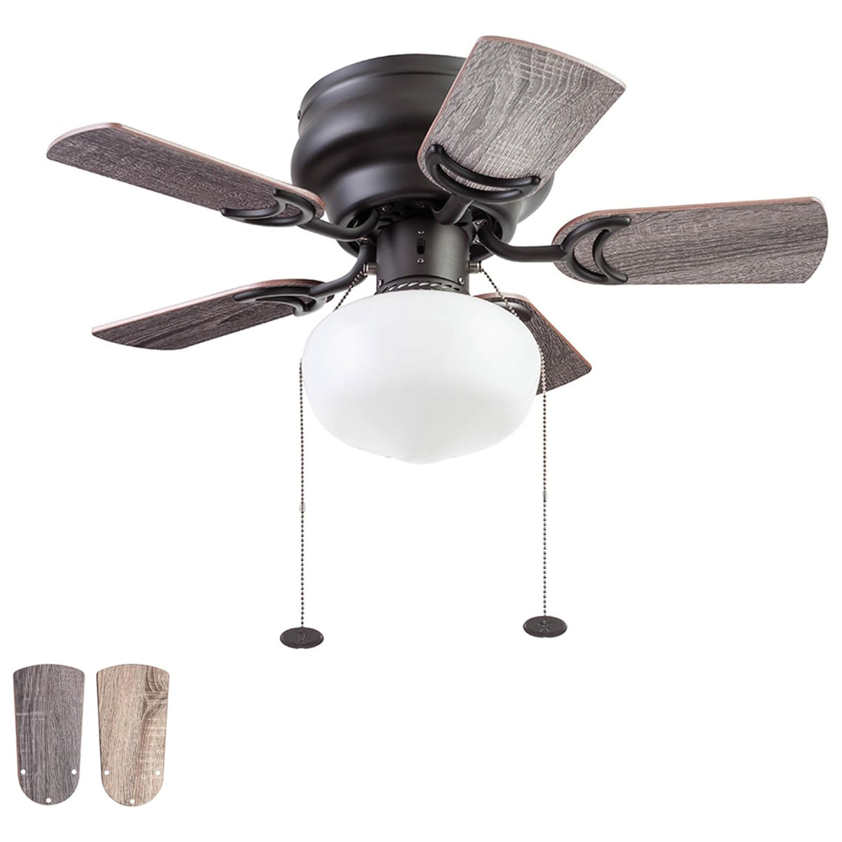Prominence Home Hero 28in Flush Mount LED Ceiling Fan w/Light, Bronze (Open Box) - VMInnovations