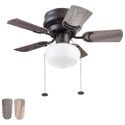 Prominence Home Hero 28in Flush Mount LED Ceiling Fan w/Light, Bronze (Open Box) - VMInnovations