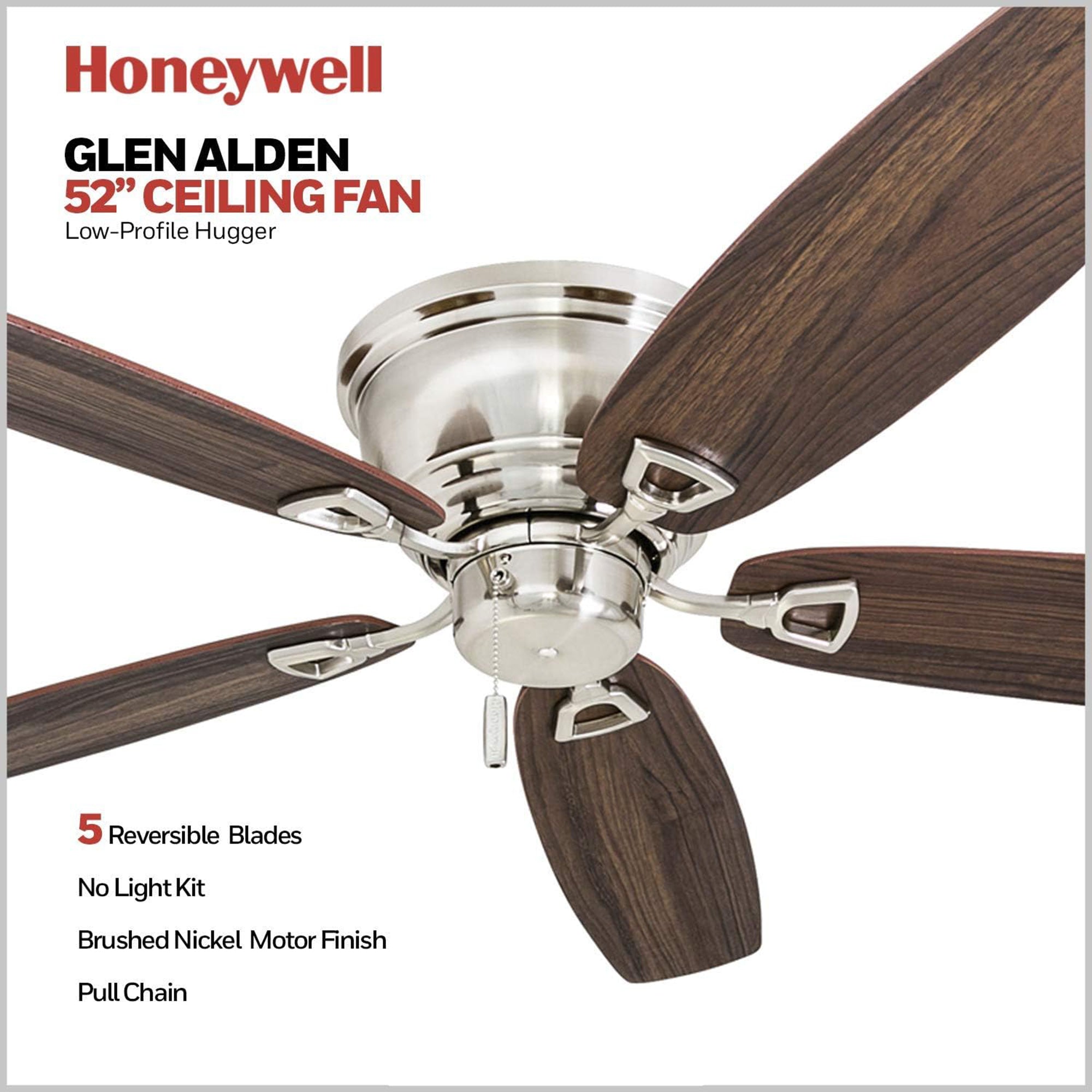 Honeywell Glen Alden 52 Inch Indoor Ceiling Fan with No Light, (Open Box) - VMInnovations