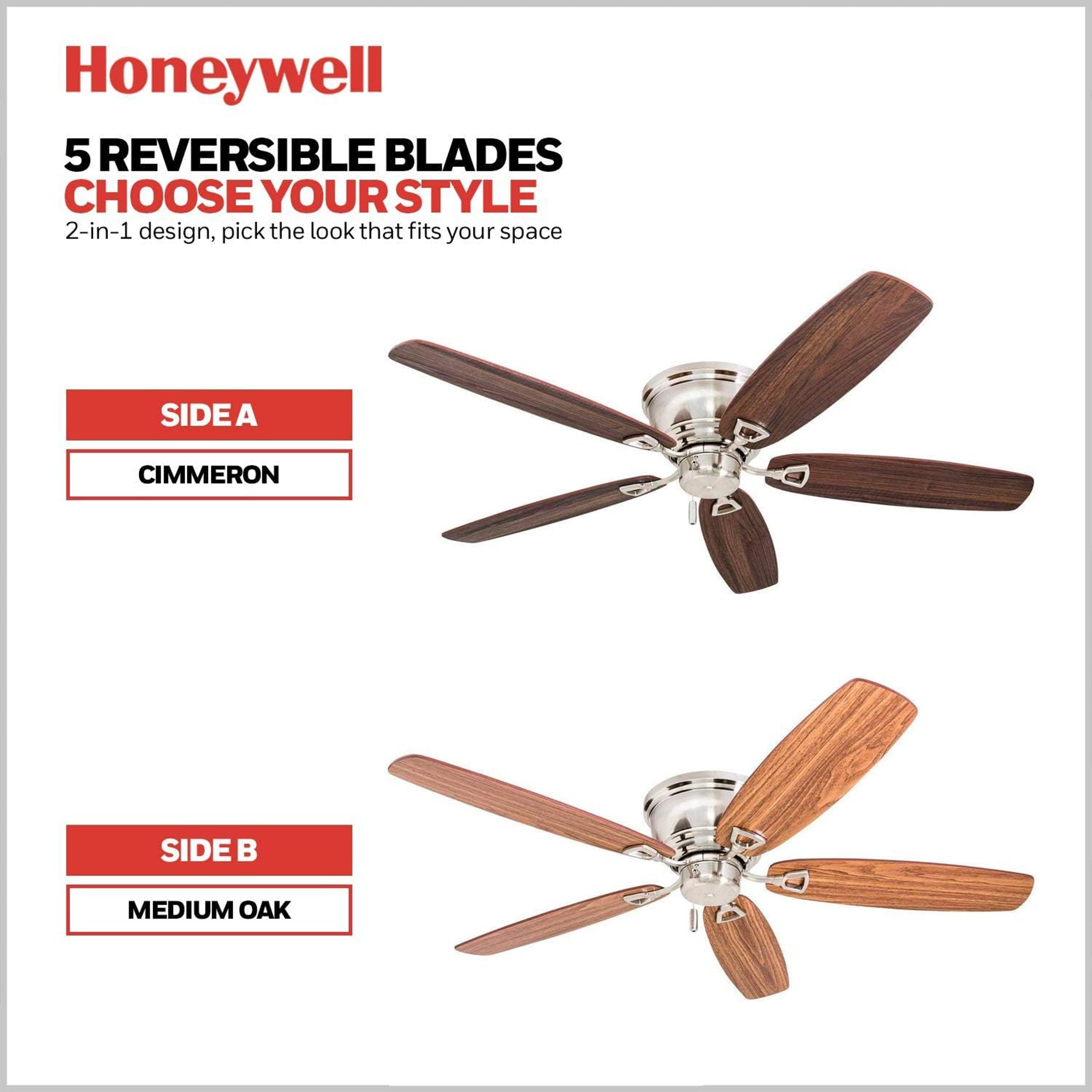 Honeywell Glen Alden 52 Inch Indoor Ceiling Fan with No Light, (Open Box)