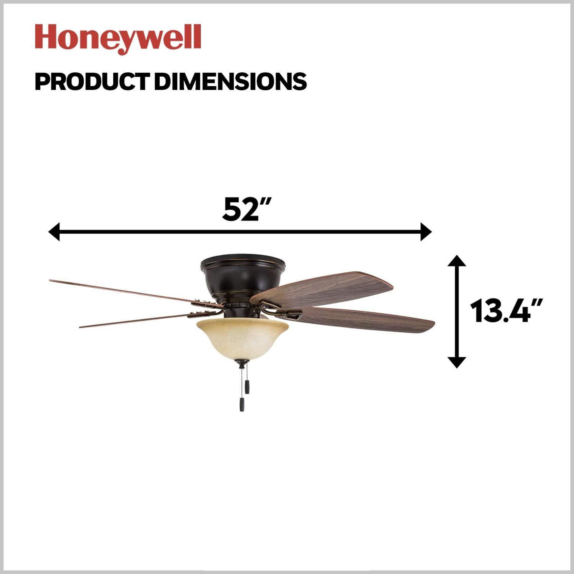 Honeywell Glen Alden 52" Indoor Ceiling Fan with Bowl Light, Pull Chain (Used)