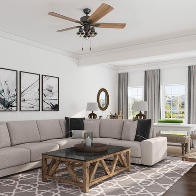 Prominence Home Sivan Farmhouse LED Ceiling Fan, Light & Remote, 52" (Open Box) - VMInnovations