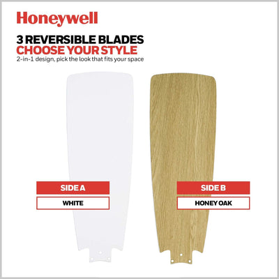 Honeywell Barcadero 44 Inch Indoor LED Ceiling Fan with Pull Chain, Soft Gold - VMInnovations