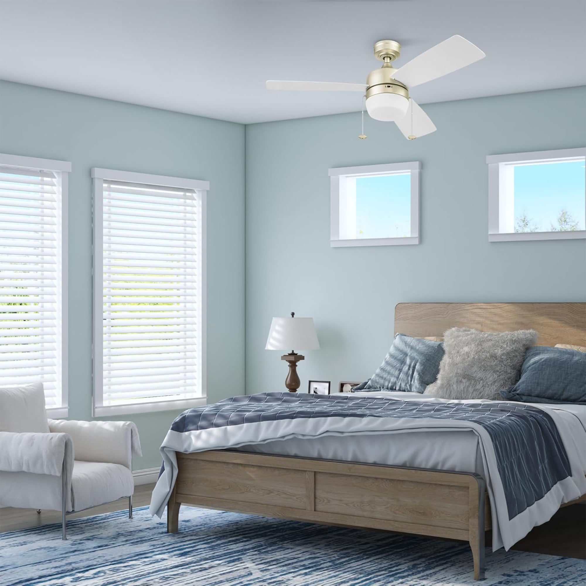Honeywell Barcadero 44 Inch Indoor LED Ceiling Fan with Pull Chain, Soft Gold - VMInnovations