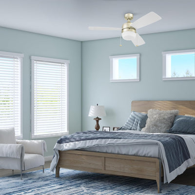 Honeywell Barcadero 44 Inch Indoor LED Ceiling Fan with Pull Chain, Soft Gold - VMInnovations
